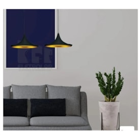 Luminária Pendente RGA Sevilha Preta Fosca Dourada - 1429