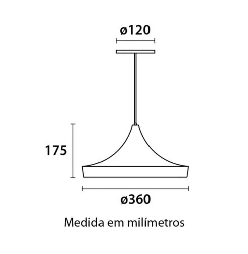 Luminária Pendente RGA Sevilha Preta Fosca Dourada - 1429