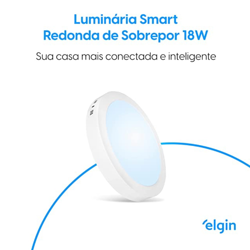 Luminária Sobrepor Elgin Inteligente Redonda 18W 3000K - 6000K - 48D18WSRWIFI