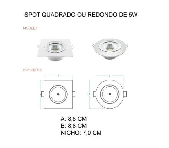 Luminária Spot Avant Redonda 5W 3000K Branca - 863020571