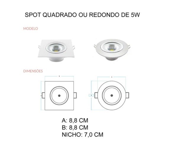 Luminária Spot Avant Redonda 5W 3000K Branca - 863020571