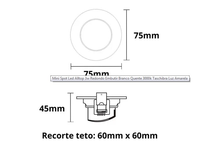 Luminária Spot CTB Redonda Downlight 3W 6000K Branca - 14994