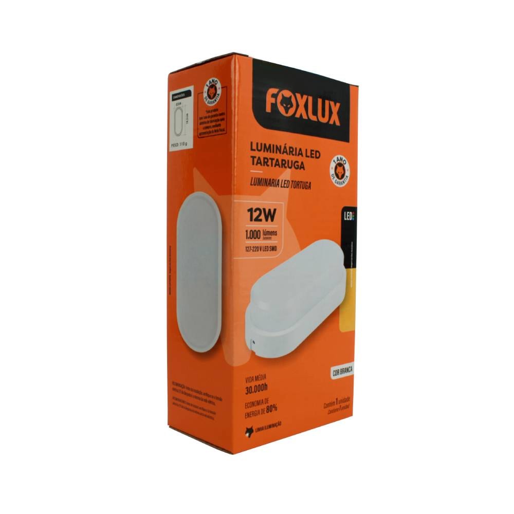 Luminária Tartaruga FoxLux 12W 6000K Branco - LED93.07