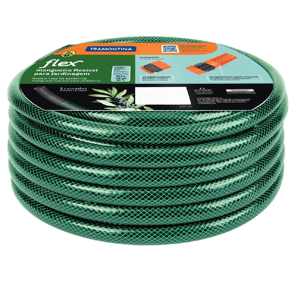 Mangueira Flex Tramontina Verde 30m com Engates Rosqueados e Esguicho