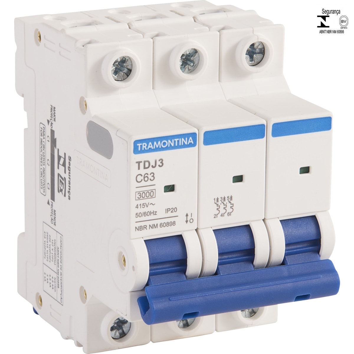 Minidisjuntor Tramontina 2P 63A TDJ33C63 Curva C - 58013111