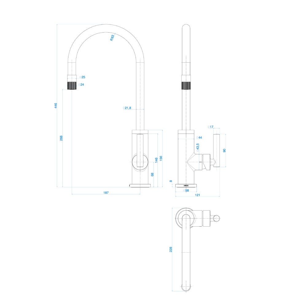 Misturador Monocomando Para Cozinha Deca Beta Bica Alta Cromado - 2256.C109.F.EXT