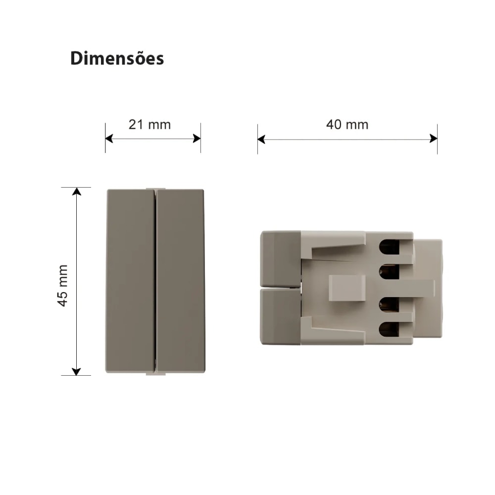 Módulo Interruptor Duplo Paralelo Margirius Sleek 10A 250V Argila - 22944