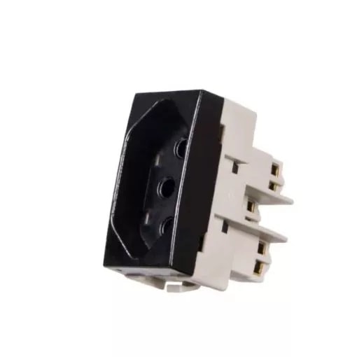 Módulo Tomada 2P+T Margirius Clean 10A 250V Preto Ebony Acetinado - 16817