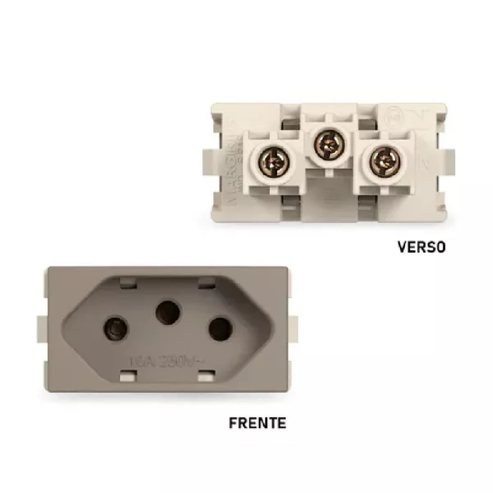 Módulo Tomada 2P+T Margirius Sleek 10A 250V Argila - 22061