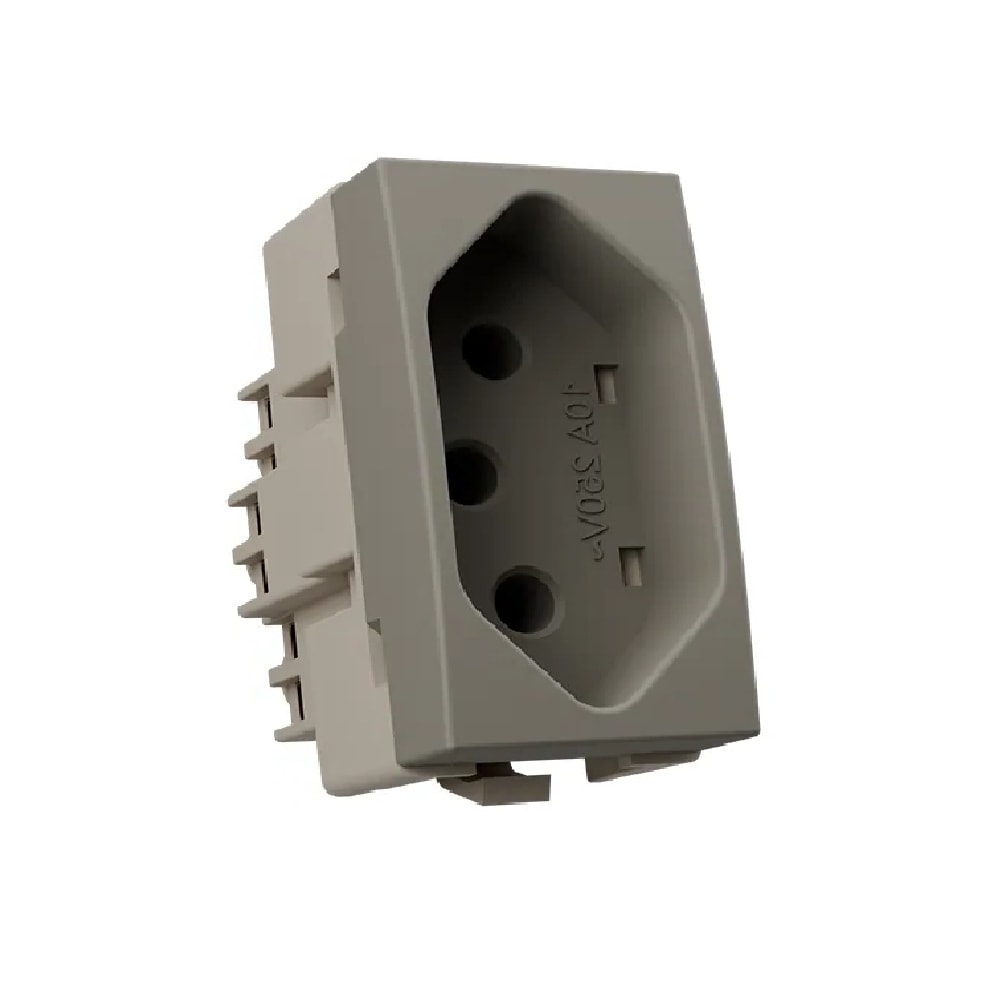 Módulo Tomada 2P+T Margirius Sleek 10A 250V Argila - 22061
