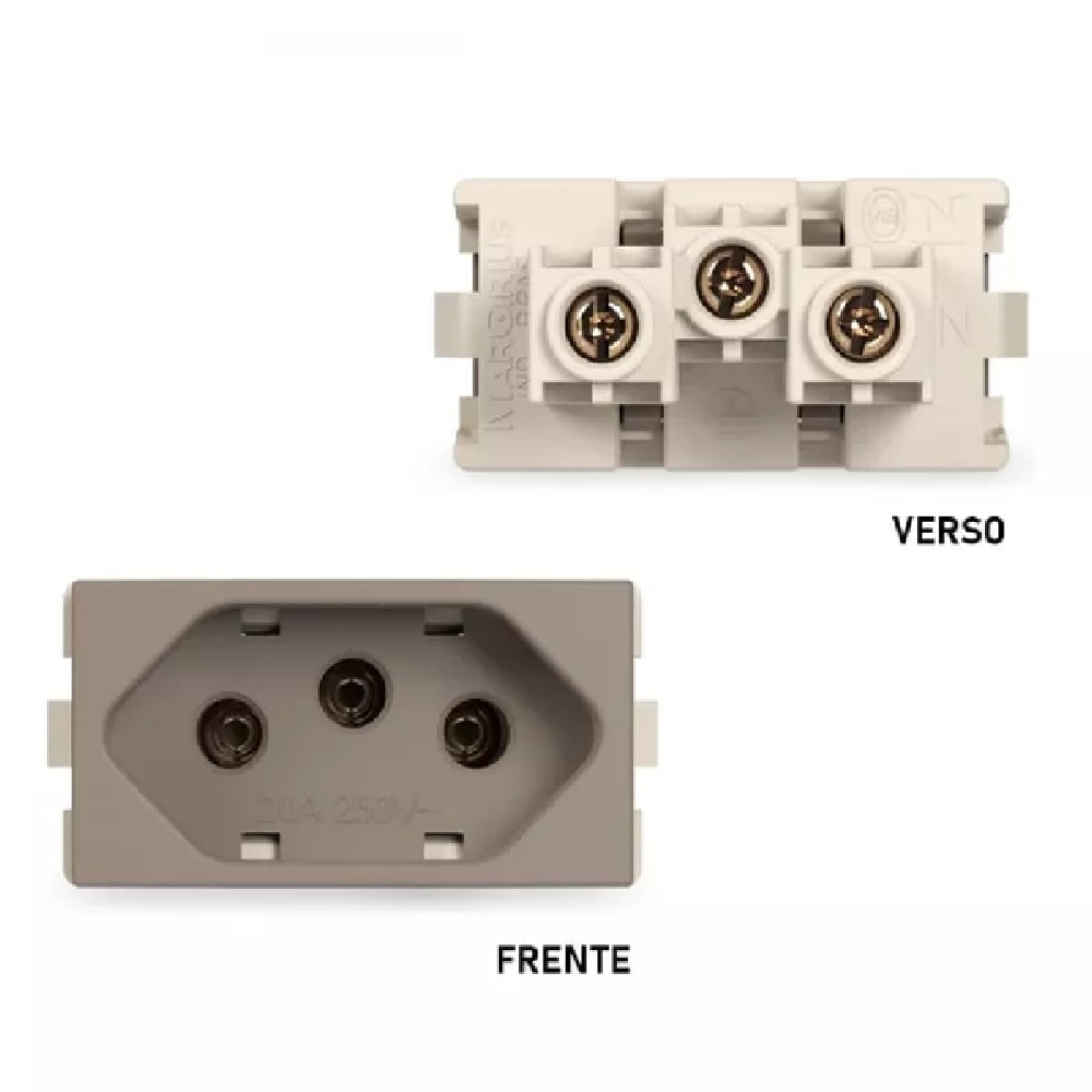 Módulo Tomada 2P+T Margirius Sleek 20A 250V Argila - 22063
