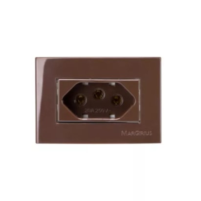 Módulo Tomada 2P+T para Móvel Margirius Sleek 20A 250V Marrom Brilhante - 17807