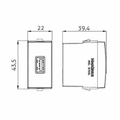 Módulo Tomada Carregador USB Margirius Sleek 2A Bivolt Argila - 22294