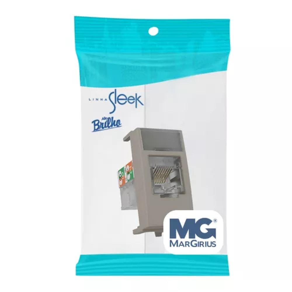 Módulo Tomada Rede Margirius Sleek RJ45 CAT6 Argila - 22286