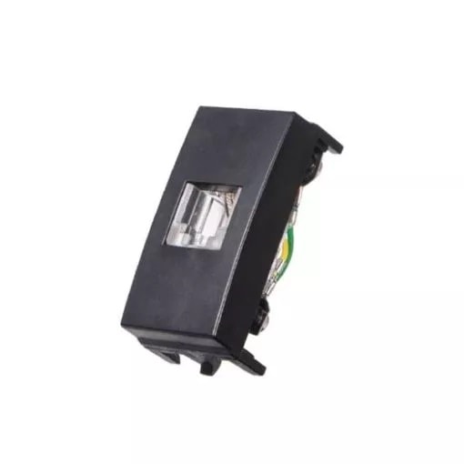 Módulo Tomada Telefone Margirius Clean RJ11 4 Fios Preto Ebony Acetinado - 16816