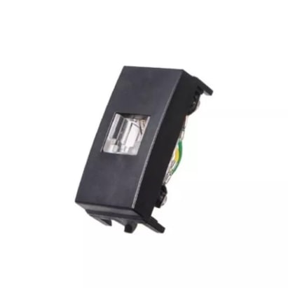 Módulo Tomada Telefone Margirius Clean RJ11 4 Fios Preto Ebony Acetinado - 16816