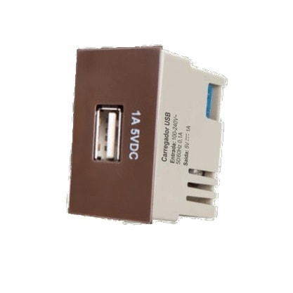 Módulo Tomada USB Margirius Sleek 1A Bivolt Marrom Brilhante - 17585