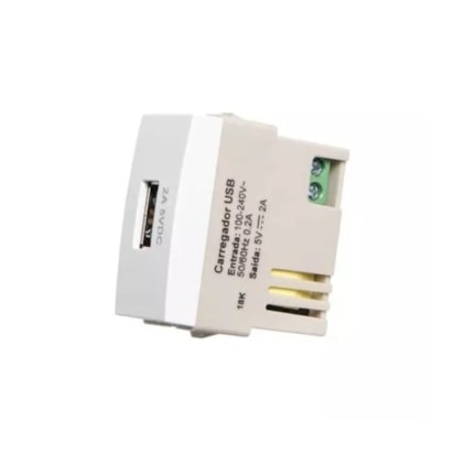 Módulo Tomada USB Margirius Sleek 2A Bivolt Branco Brilhante - 17261