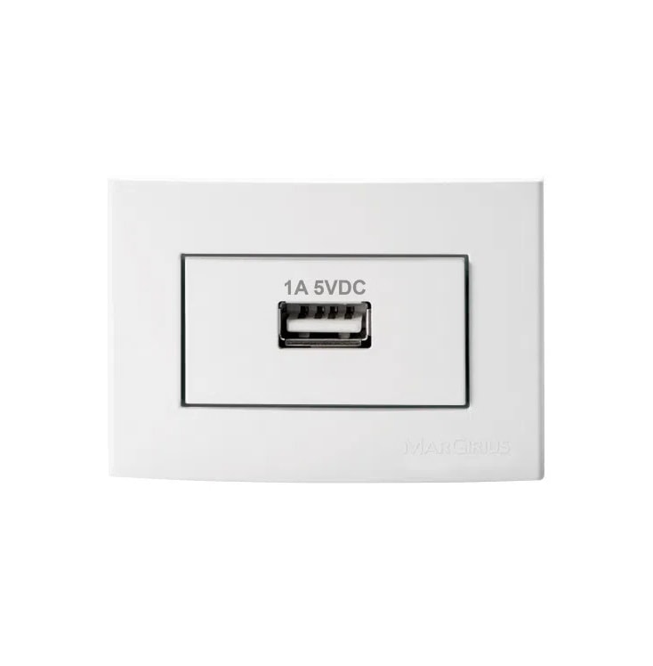 Módulo Tomada USB para Móvel Margirius Sleek 1A Bivolt Branco - PA016784