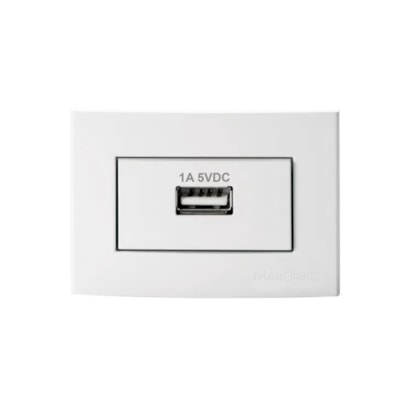 Módulo Tomada USB para Móvel Margirius Sleek 1A Bivolt Branco - PA016784