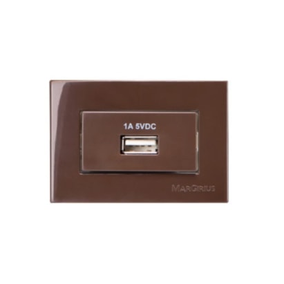 Módulo Tomada USB para Móvel Margirius Sleek 1A Bivolt Marrom - PA017805
