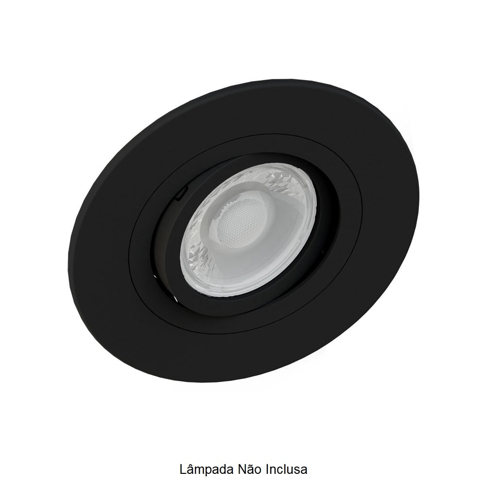 Moldura Spot de Embutir Save Energy Dicróica Redonda Preta - SE-330.1037