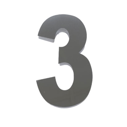 Número de Casa Três Rosin 20cm Inox Cromado - IN03