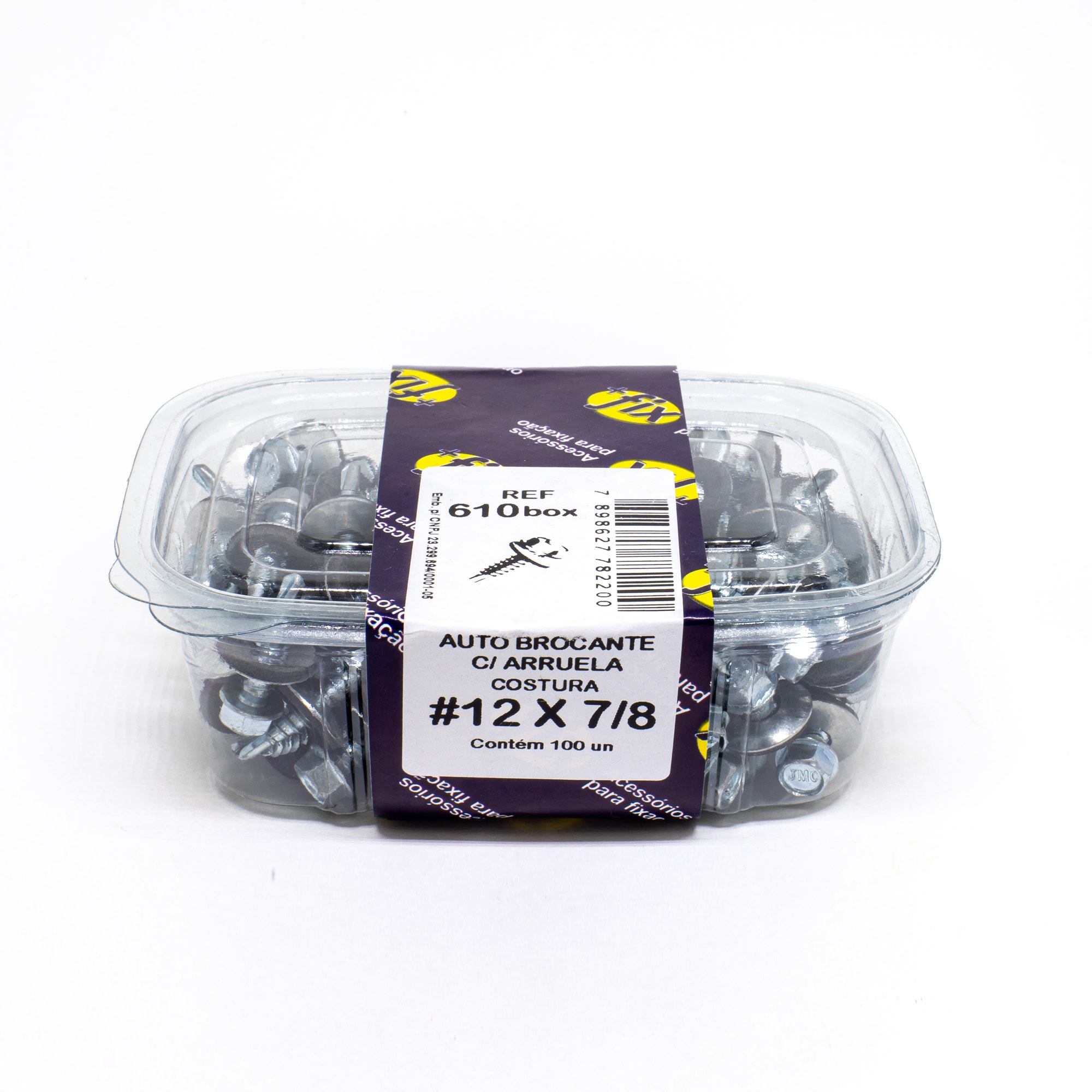 Parafuso Auto Brocanteante +Fix Box Sextavado com Arruela 12x7/8 100 Peças - R.610