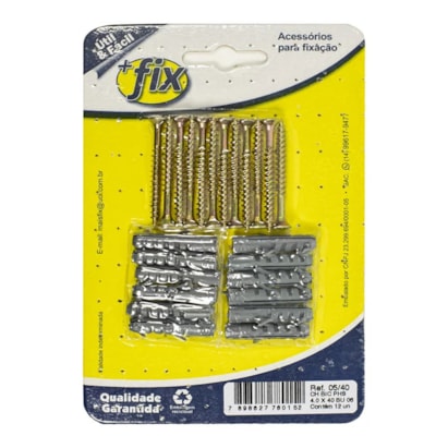 Parafuso +Fix Philips Chata 4x40 Bucha Nº6 12 Peças - R.05/40