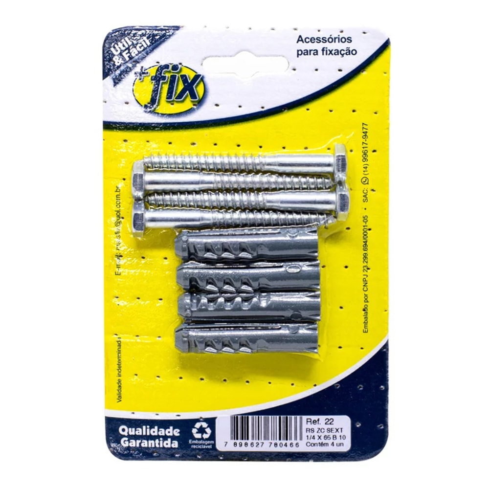 Parafuso +Fix Philips Chata 6x80 Bucha Nº10 2 Peças - R.07/TB