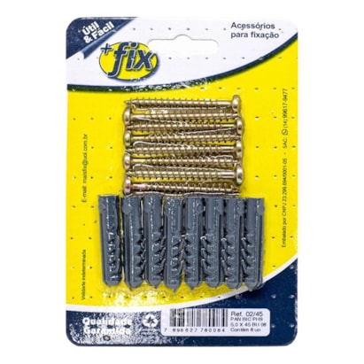 Parafuso +Fix Philips Panela 5x45 Bucha Nº8 8 Peças - R.02/45