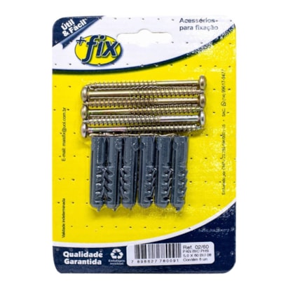 Parafuso +Fix Philips Panela 5x60 com Bucha Nº8 6 Peças - R.02/60
