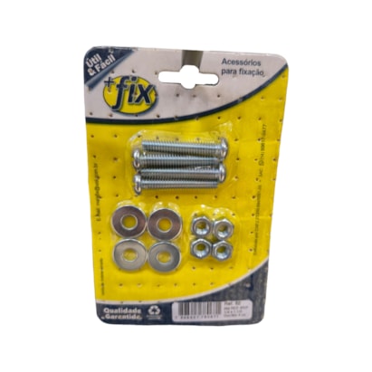 Parafuso +Fix Rosca Máquina Redonda 1/4x11/2 + Porca + Arruela 4 Peças - R82