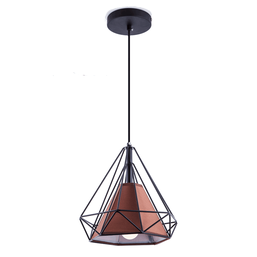 Pendente Aramado Piramidal 25cm Preta/Café 149260065 - Startec