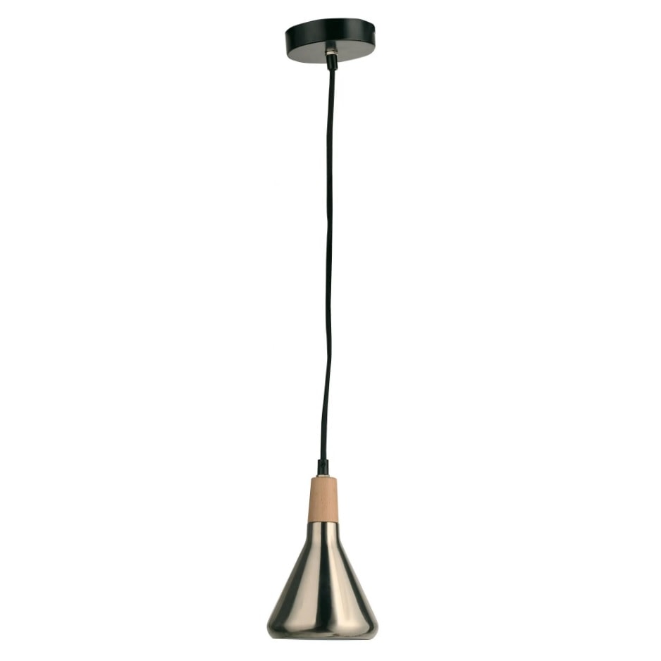 Pendente Horn Quality Metal e Madeira 40W Aço Escovado - QPD1063AE