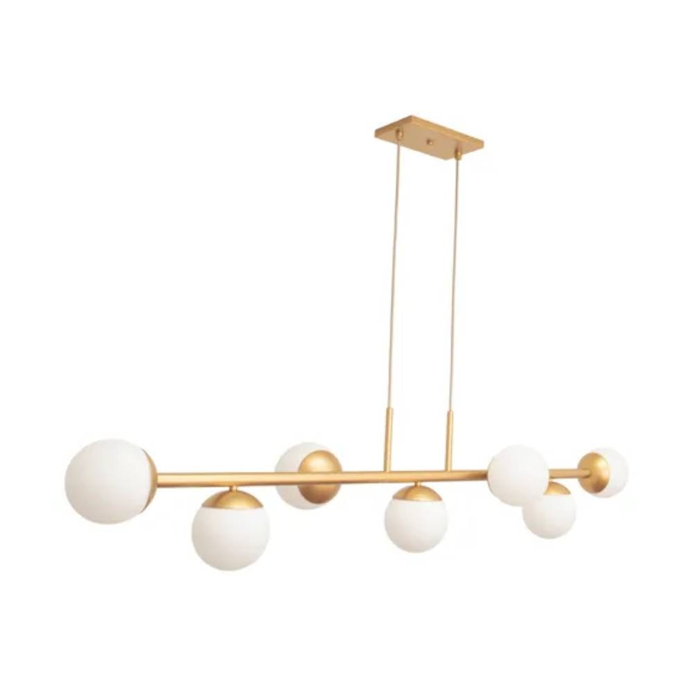 Pendente Trilho Nobre Zadar 18X30X123cm 7 Globos Leitoso Dourado - 9090T