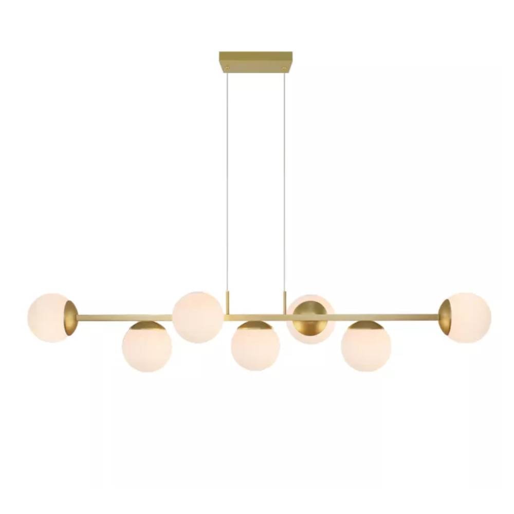 Pendente Trilho Nobre Zadar 18X30X123cm 7 Globos Leitoso Dourado - 9090T