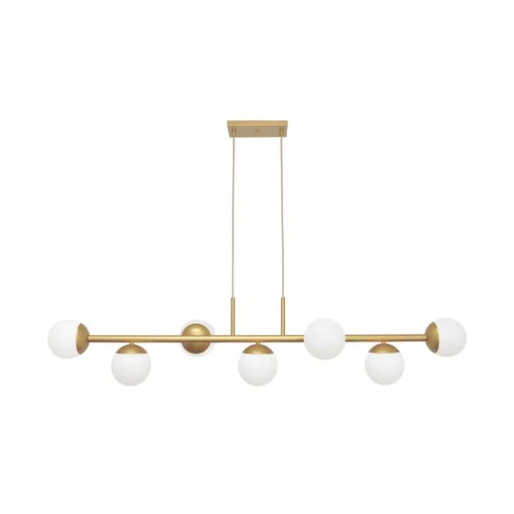 Pendente Trilho Nobre Zadar 18X30X123cm 7 Globos Leitoso Dourado - 9090T