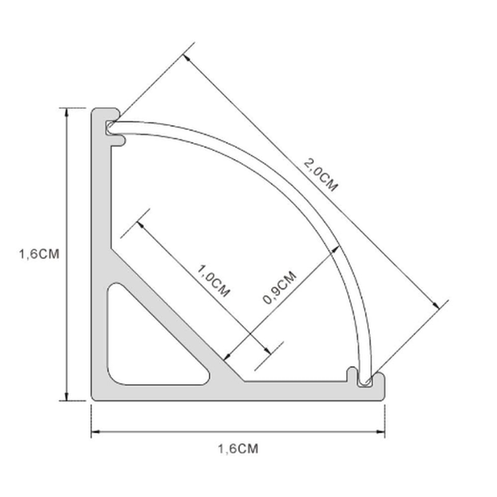 Perfil de Canto para Fita de LED ARS 16x16x2 Branco - 161621