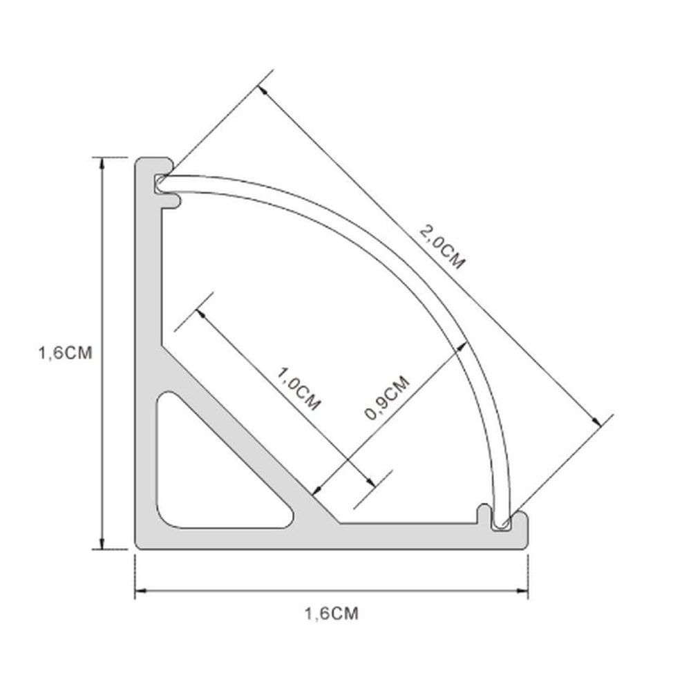 Perfil de Canto para Fita de LED ARS 16x16x2 Preto - 161622