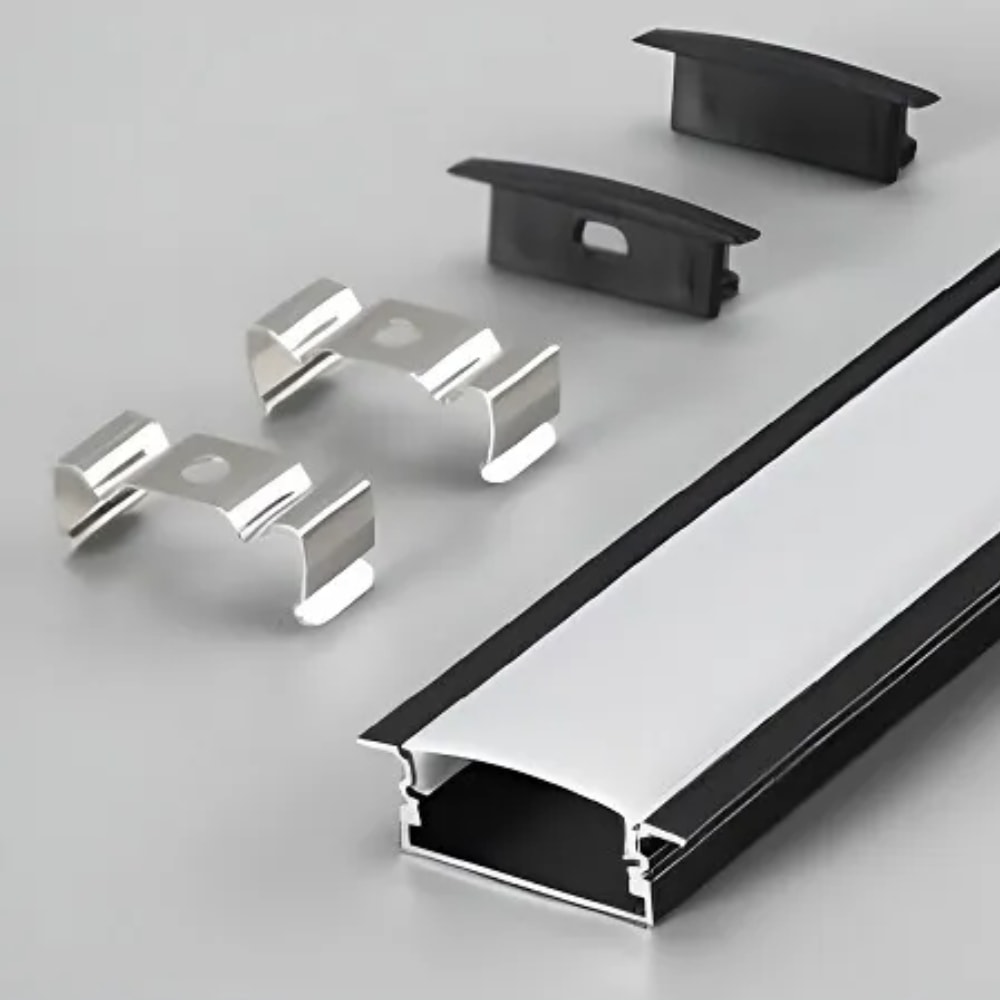 Perfil de Embutir para Fita de LED ARS 24x7x2 Preto - 247202