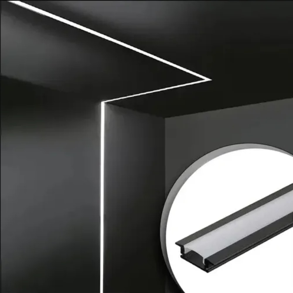 Perfil de Embutir para Fita de LED ARS 24x7x3 Preto - 247302