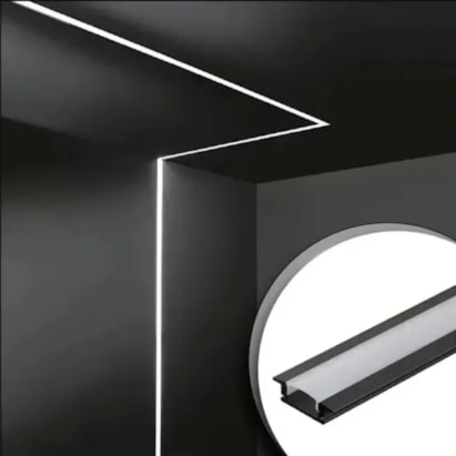Perfil de Embutir para Fita de LED ARS 24x7x3 Preto - 247302