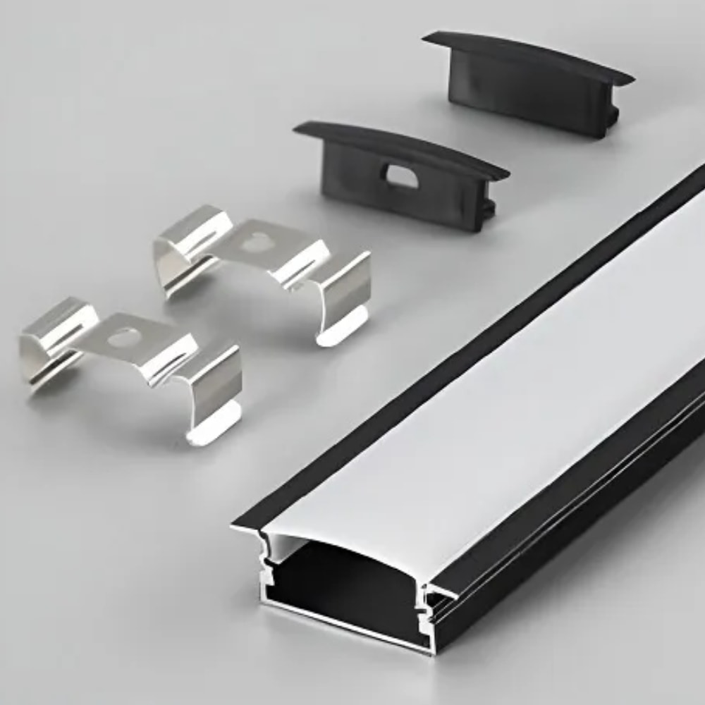 Perfil de Embutir para Fita de LED ARS 24x7x3 Preto - 247302