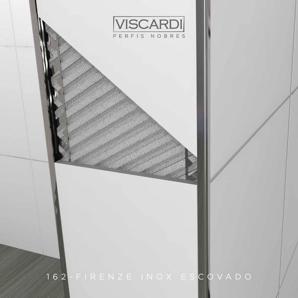 Perfil Viscardi Firenze Inox 10x12mm Barra 3m Escovado Cromado - 162