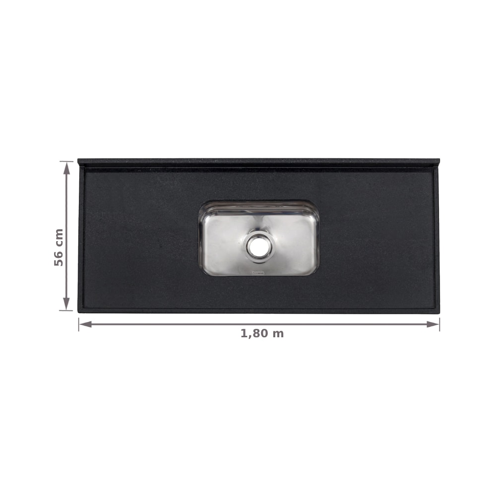 Pia de Cozinha 1,80m Granito com Cuba MSJ Preto São Gabriel