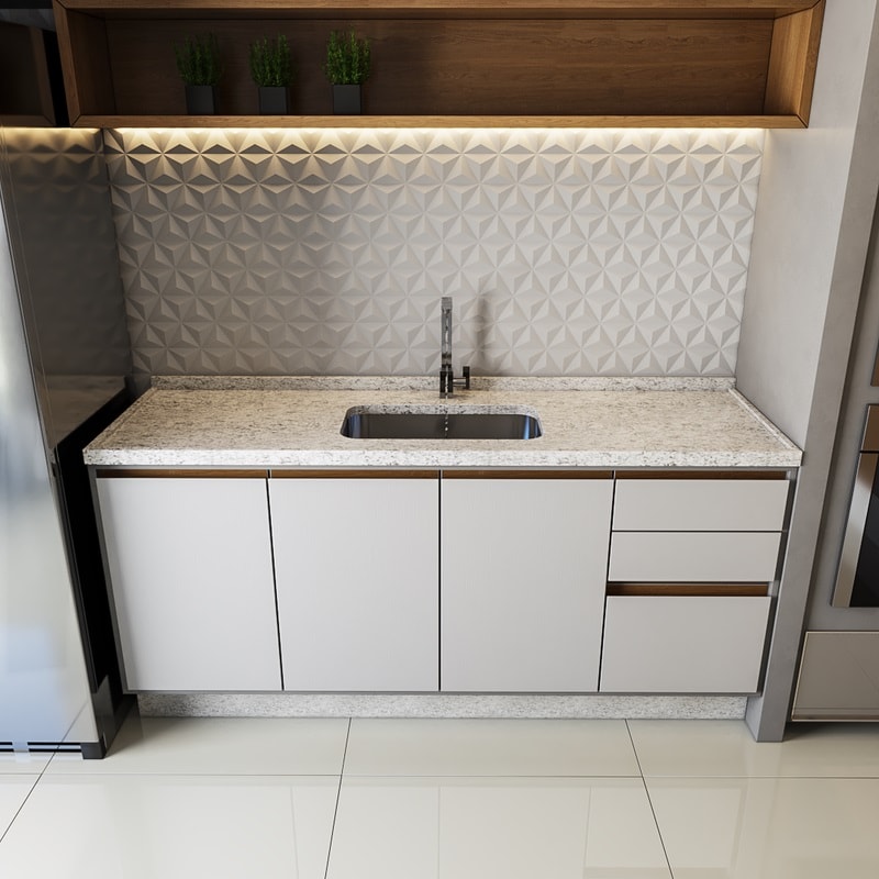 Pia de Cozinha 2,00m Granito LA Pias Bege Arabesco STD - P20001BA