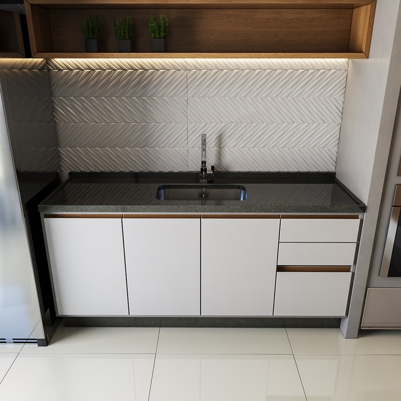 Pia de Cozinha 2,00m Granito LA Pias Verde Ubatuba STD - P20001VU