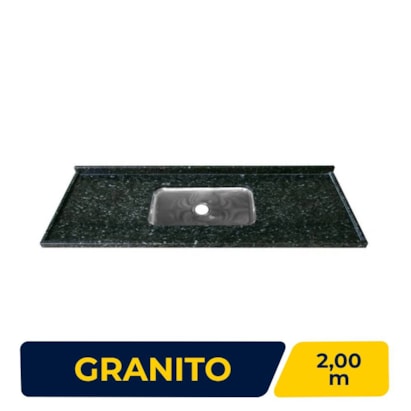 Pia de Cozinha 2,00m Granito MSJ Boleada Simples Verde Ubatuba