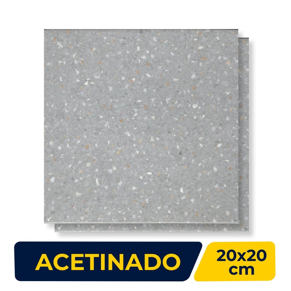 Piso Cerâmico Acetinado 20x20cm Caixa 1,18m² Roca Casablanca Terrazo Fun Gray - CAHYD014-88